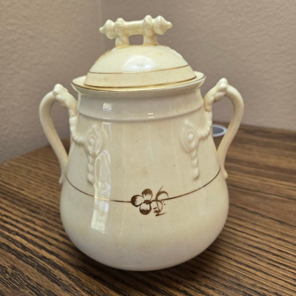 Late 1800 Sampson Bridgwood & Son Large 2-Handled Sugar Bowl SEE DESC - Picture 3 of 15